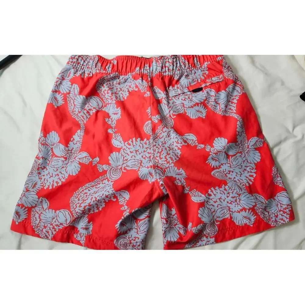 Nautica Men's Floral Tropical Hawaiian Print Swim Trunks Red &‎ Blue Size Medium
